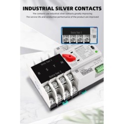 Comutator de transfer automat cu alimentare dublă, SINOTIMER, 4P, 4 faze, pe șină DIN , ATS, comutator selector electric,125A